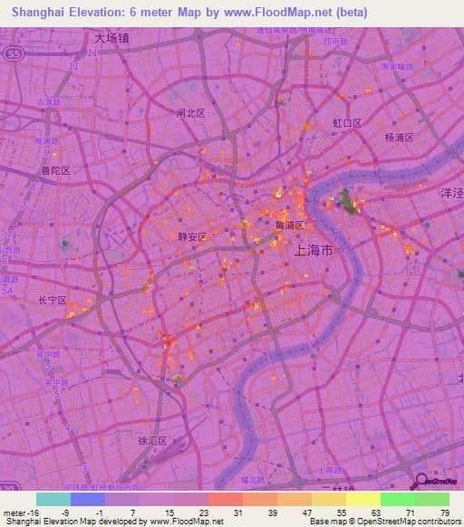 карта возвышенности Шанхая