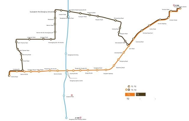 карта трамвайных станций Шанхая